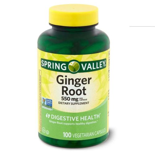 Spring Valley Ginger Root Digestive Health Dietary Supplement Capsules, 550 mg, 100 Count Spring Valley Ginger Root Digestive Health Dietary Supplement Capsules, 550 mg, 100 Count